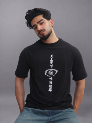 Black Anime Oversized Graphic T-Shirt