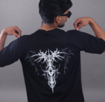 Black Primal Spine Oversized Graphic T-Shirt