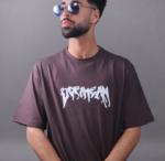 Brown Primal Spine Oversized Graphic T-Shirt