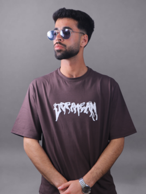 Brown Primal Spine Oversized Graphic T-Shirt