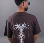Brown Primal Spine Oversized Graphic T-Shirt