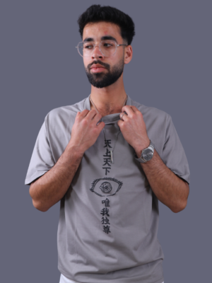 Gray Anime Oversized Graphic T-Shirt