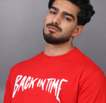Back In Time Red Oversized Graphic T-Shirt