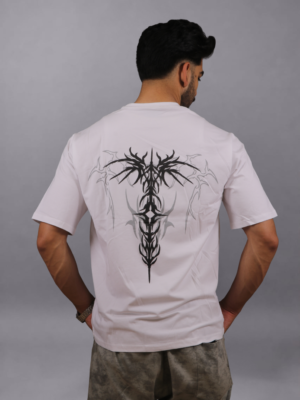 Primal Spine Oversized Graphic White T-Shirt